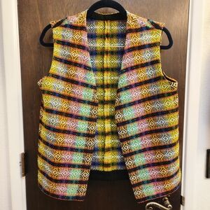 Loom Woven Unisex Wool Vest Mexico Or Guatemala 38" Chest